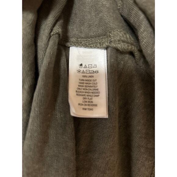 Women’s Tahari 100% Linen Open Front Hooded Layering Army Green Cardigan Size S - Picture 7 of 7